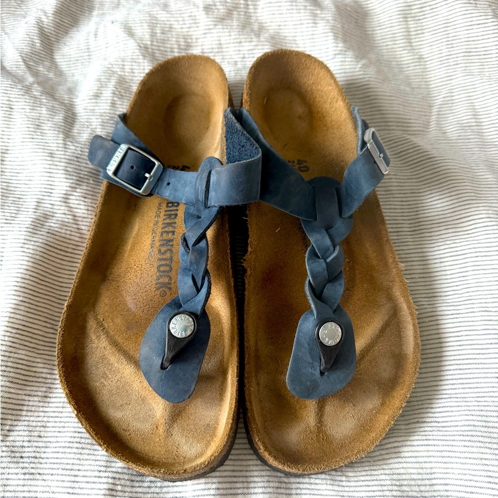 Navy braided Birkenstock Braided Gizeh Sandals size 40